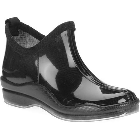 Women's Shiny Solid Slip-On Rain Booties