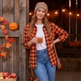 thumbnail image 4 of Textilo Womens Button Down Plaid Shirts Long Sleeve Lapel Collar Shirt with Pockets Blouse Lightweight 2026 Fashion Fall Business Casual Outfits,Orange L, 4 of 7