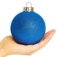 thumbnail image 4 of SLEETLY Big Blue Ornaments for Farmhouse Christmas Tree Holiday Xmas Decorations for Christmas - Large Shatterproof Plastic 4.72 inch Glitter Snow Balls and Snowflakes, Ornament Set of 8, 4 of 9