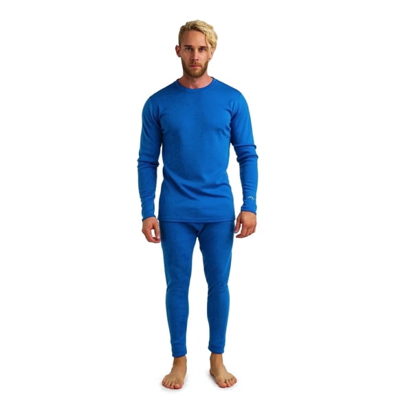 Merino.tech Men’s Base Layer Set - 𝗧𝗵𝗲𝗿𝗺𝗮𝗹 Merino Wool Top and Bottom with Merino Sox Included, M - Ocean Blue