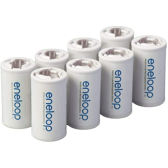 Panasonic BQ-BS2E8SA Eneloop C Size Battery Adapters for Use with Ni-MH Rechargeable AA Battery Cells, 8 Pack