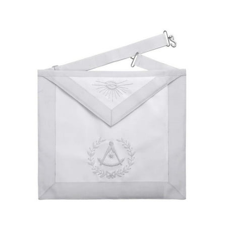 Grand Past Master Blue Lodge California Regulation Apron - White Velvet Hand Threaded Silk - Core Plus Group