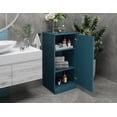 thumbnail image 4 of 100% Solid Wood Short Bathroom Cabinet with Solid Door - 16.5" W x 36" H - Teal Blue Wooden Cabinet, 4 of 5