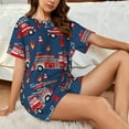 thumbnail image 5 of Yiaed Fire Truck 1 Print Short Sleeve Pajama Sets for Women Casual Crew Neck 2 Piece Lounge Sets Women's Short-Sleeved Pajama-XX-Large, 5 of 5