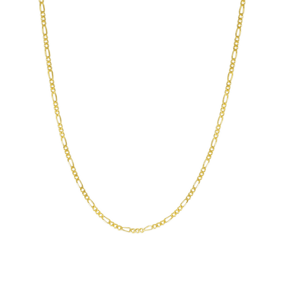 14k Gold over Sterling Silver 1.3mm Figaro Necklace in 18 inches