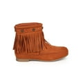 thumbnail image 2 of Wild Diva DA09 Women Suede Braided Fringe Zip Moccasin Bootie, 2 of 5