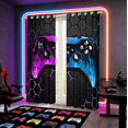 thumbnail image 2 of Manfei Gamer Gaming Curtains for Living Room,Vindoe Game Blackout Curtains Set of 2 (38x54),Purple Blue Hexagon Curtains and Drapes (38x54) For Kid Boy,Lightweight Room Decorative, 2 of 7