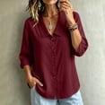 thumbnail image 6 of Ynynloco Womens 3/4 Sleeve Cotton Linen Shirts Peter Pan Collar Button Down Tops Lightweight Breathable Casual Cute Tops, 6 of 8