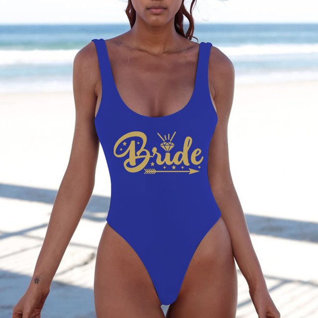 WILLBEST Trajes de Baño Mujer 2 Piezas Traje de Baño Mujer Moda Letra Impresa Pieza Traje de Baño Sexy Bikini Traje de Baño Sin Mangas Traje de Baño Sin Espalda