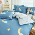 thumbnail image 4 of Juego de funda de edredón con diseño de luna y estrellas, color azul y nubes, 100 % algodón, reversible, para dormitorio de niños, adolescentes y hombres, 4 of 5