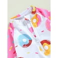 thumbnail image 5 of Bagilaanoe Toddler Baby Girls One-Piece Swimsuit Donut Print Long Sleeve Zipper Rashguard Swimwear 12M 18M 24M 3T 4T 5T Kids Ruffle Bathing Suit, 5 of 9