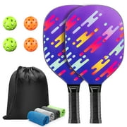 Pickleball Paddles, USAPA Approved Wood Pickleball Paddle Set with 4 Cooling Towels, 4 Pickleball Balls & Carry Bag, Pickleball Rackets with Cushion Comfort Grip, Gifts for Women Men Beginners
