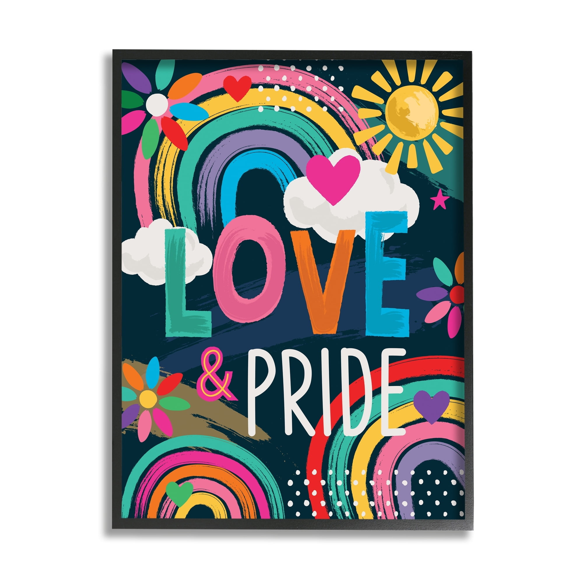 Stupell Industries Love & Pride LGBTQ Floral Rainbows Holiday Painting White Framed Art Print Wall Art