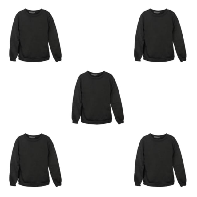 relayinert Haut de Survêtement en Molleton Uni pour Hommes Col Rond Chaud et Élégant Noir 3TG 5Set