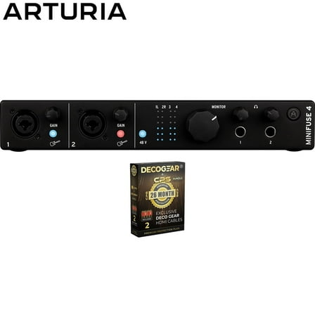 Arturia 800103 MiniFuse 4 Portable 4x Input USB-C MIDI Audio Interface Black Bundle with CPS Exclusive 26 Month Protection Pack (BEACH-CPS-26M500ATV)
