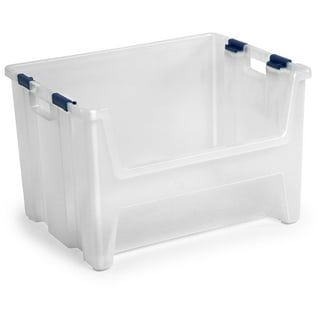 Akro-Mils 30250 AkroBins Plastic Storage Bin Hanging Stacking Container,  15 x 16 x 7 - Blue - Set of 6 