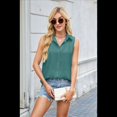 thumbnail image 4 of Camisa Sin Mangas con Botones para Mujer, Blusa con Cuello, Camisas Casuales de Oficina, Camiseta Básica Sin Mangas. Verde Oscuro S, 4 of 10