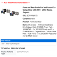 thumbnail image 2 of Front and Rear Brake Pad and Rotor Kit - Compatible with 2001 - 2002 Toyota Sequoia, 2 of 2
