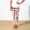 thumbnail image 3 of Womens 250th Anniversary Pajama United States USA Flag Print Wide Leg Leggings Elastic High Waist Relaxed Fit Comfy Yoga Pants, #01 Pink, M, 3 of 5