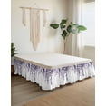 thumbnail image 2 of Dark Purple Bed Skirt King Size 16" Drop Eucalyptus Leaves Watercolor Plants Country Ruffled Wrap Around Bed Skirts Adjustable Elastic Bedskirt Dust Ruffle for King Size Bed, 2 of 7