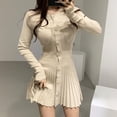 thumbnail image 1 of Vestido corto de punto de una pieza para mujer, minivestido de moda coreana para otoño e invierno, Sexy, ajustado, blanco, 2024, 1 of 6