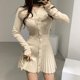 thumbnail image 2 of Vestido corto de punto de una pieza para mujer, minivestido de moda coreana para otoño e invierno, Sexy, ajustado, blanco, 2024, 2 of 6