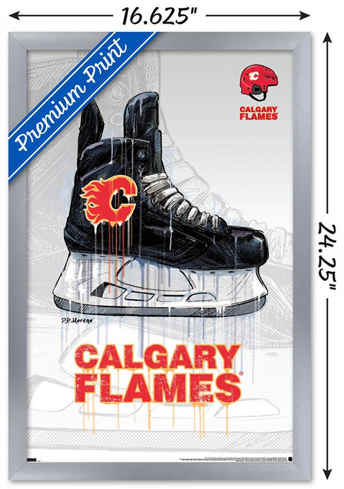 NHL Calgary Flames - Drip Skate 21 Wall Poster, 14.725" x 22.375", Framed