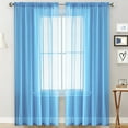 thumbnail image 1 of Yipa Curtains Rod Pocket Sheer Voile 2 Panels Solid White Window Curtain Clear Basic Many Sizes Long Home Decor Blue 2PC-W: 28" x H: 47", 1 of 5