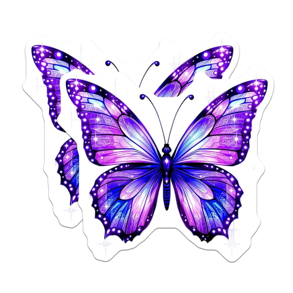 (2 Pack) Butterfly Stickers - Purple Butterfly - Magical Stickers - 5" On Longest Side - Sticks to Smooth Flat Surfaces - Made in USA - BMCS14004
