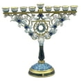thumbnail image 1 of Menorá de Hanukkah esmaltada de diseño vintage, decoración para hogar, altar, multiusos, tradicional, resistente, 7,2 x 6,7 pulgadas, 1 of 9