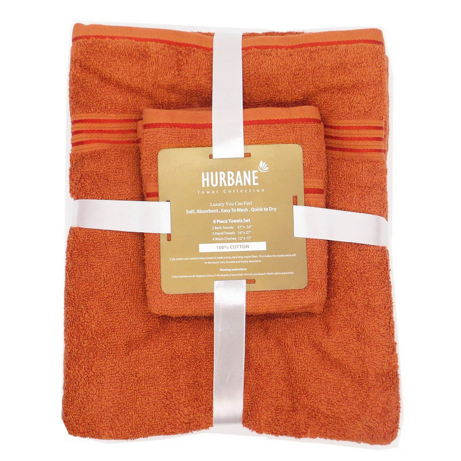 George & Jimmy 100% Cotton Luxury Towel Combo Set 8 Pieces Premium Towel Set 2 Bath Towels, 2 Hand Towels, 4 Wash Cloth Orange Color