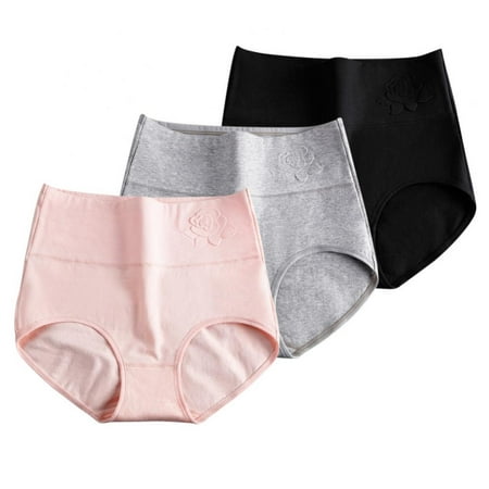 

3-Pack Womens Cotton Underwear High Waist Postpartum Panties Full Coverage Soft Comfortable Briefs Panty