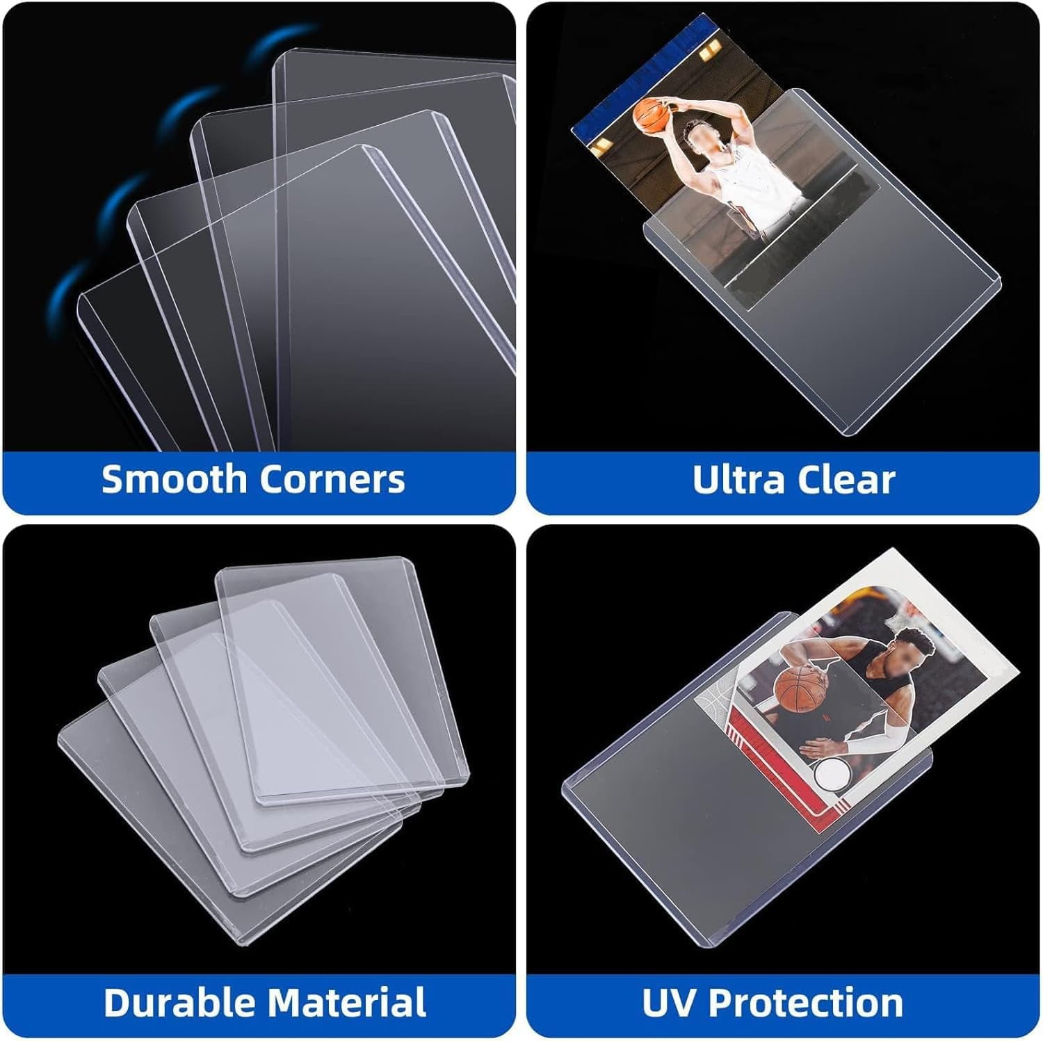 200 Card Sleeves Hard Plastic, 3"X4" Baseball Cards Protectors Plastic, Premium Card Holder for Trading Sports Baseball Football Game Cards (100 Hard Sleeve + 100 Soft Sleeve)