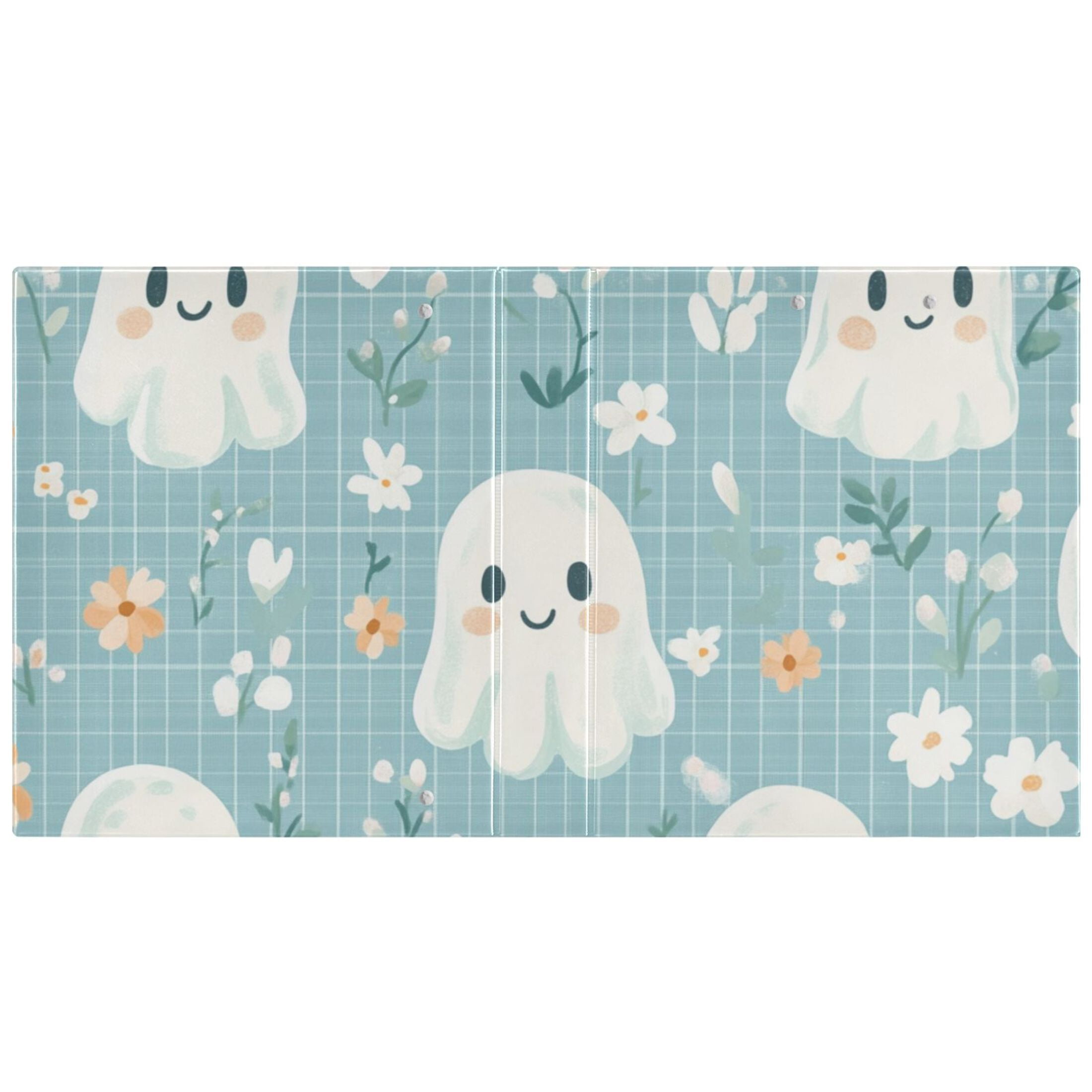 Halloween Flowers Ghosts 3 Ring Binders 1.5 inch Hardcover File Folders with Interior Pockets A4 Size Organizer for School Office Hospital
