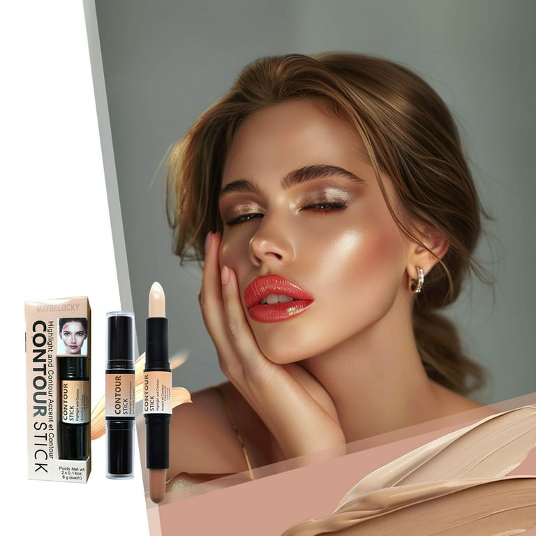 2 IN 1 Matte Contour Stick Makeup Cream Dual Highlighter Bronzer Stick Highlighting Contouring Kit Highlight Concealer Sticks for Face Shaping