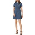 thumbnail image 2 of INSPIRE CHIC Women's Elegant Denim Collared Short Sleeve Summer Dress Light Blue S, 2 of 6