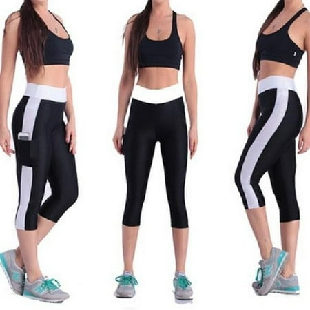 Women Elastic Yoga Tights Running Cropped Workout Leggings Fitness GYM (Best Insulated Running Tights)