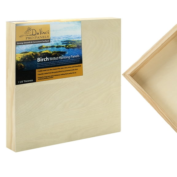 Da Vinci Pro Birch Wood Panel 1-5/8 Deep – 4x4" Single Panel - Fine Textured, Warp Resistant, Lightweight & Rigid – Perfect for Mounting Sanded Pastel or Watercolor Paper, Linen or Canvas