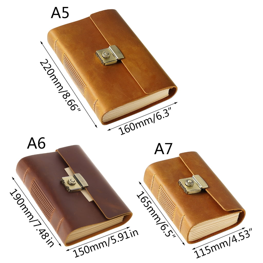 Yokua Vintage Scrapbook Leather Journal Notepad Planner Notebook with Password Lock