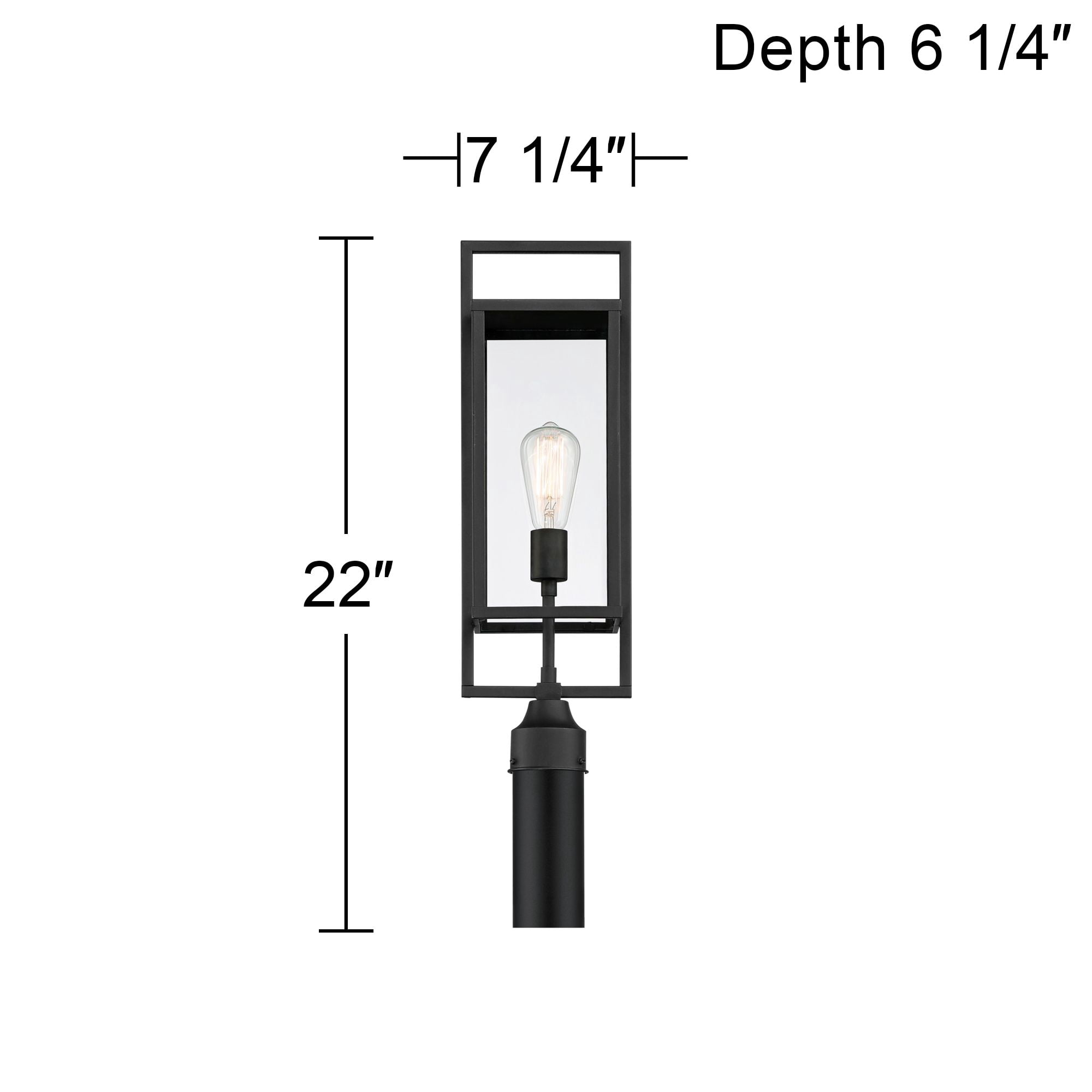 Possini Euro Design Jericho Modern Outdoor Post Light Textured Black 22" Clear Glass Panel for Exterior Barn Deck House Porch Yard Patio Home Outside