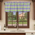 thumbnail image 6 of Slate Blue Plaid Curtain Valances for Windows, Kitchen Valance Window Treatments Panel 2 Pack, Colorful Vintage Check Farmhouse Rod Pocket Short Curtains for Bathroom Bedroom 42 x 12 Inch, 6 of 8