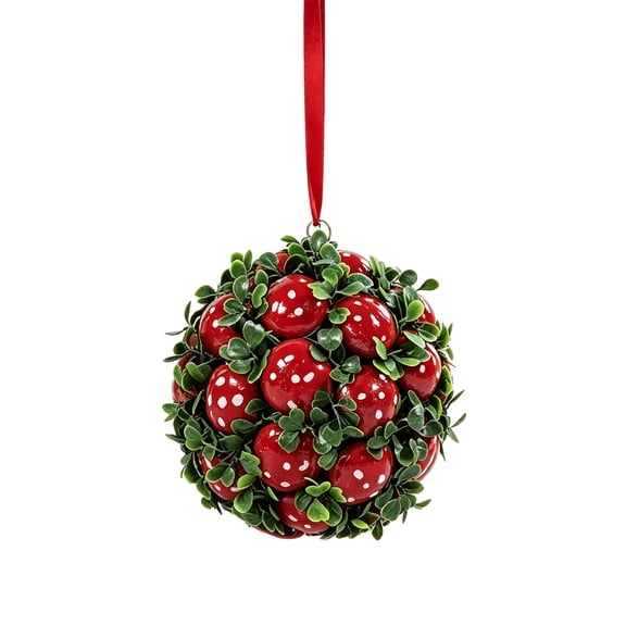 YuanGuangQ Christmas Red Berry Hanging Ornament, Artificial Eucalyptus Ball Decor with Red Ribbon for Holiday, for Door Wall Mantel Porch Stair Home Indoor Christmas Winter Decor