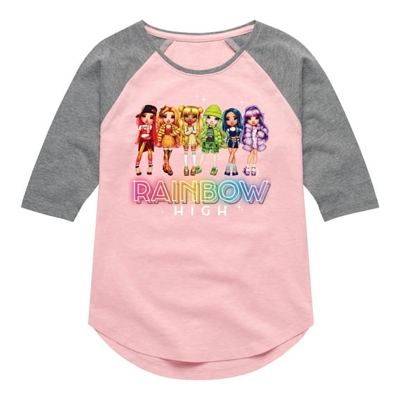 Rainbow High - Rainbow High Character Group - Toddler And Youth Girls Raglan Graphic T-Shirt
