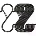 thumbnail image 1 of 10 piezas/20 ganchos en S para colgar, ganchos en S negros, ganchos de metal resistentes con hebilla de seguridad, diseños para colgar plantas, luces, utensilios de cocina, sartenes, etc., 1 of 5