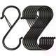 thumbnail image 1 of 10 piezas/20 ganchos en S para colgar, ganchos en S negros, ganchos de metal resistentes con hebilla de seguridad, diseños para colgar plantas, luces, utensilios de cocina, sartenes, etc., 1 of 5