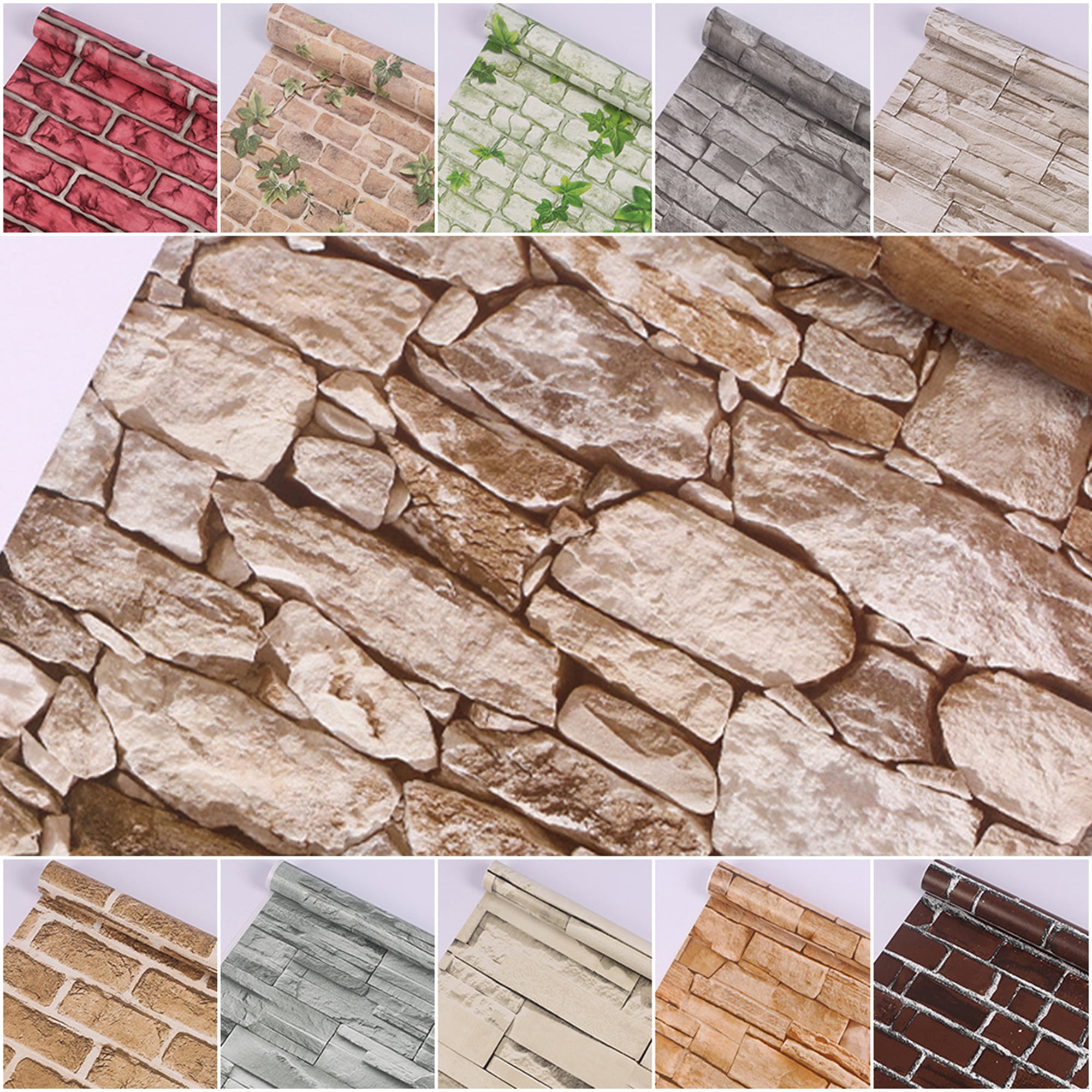 Details about   10M 3D Removable Self-adhesive Wallpaper Film Stone Brick Sticker Home Decor ღ