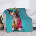 thumbnail image 3 of Naloa Colorful Sunglasses Dog Flannel Fleece Throw Blanket for Bed Couch, Thick Blanket - All Seasons Suitable for Women, Men and Kids-80"x60", 3 of 6