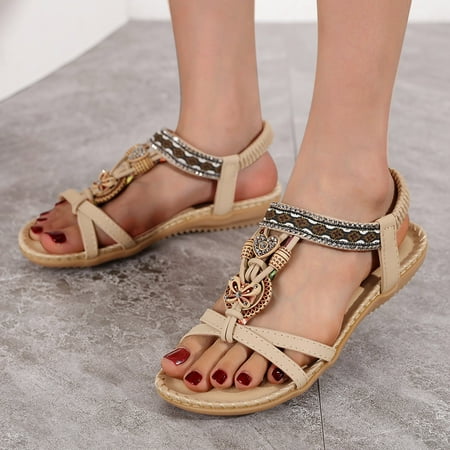 

Fashion Women Ethnic Style Sandals Bohemian Retro Simple Casual Comfortable Flat Shoes