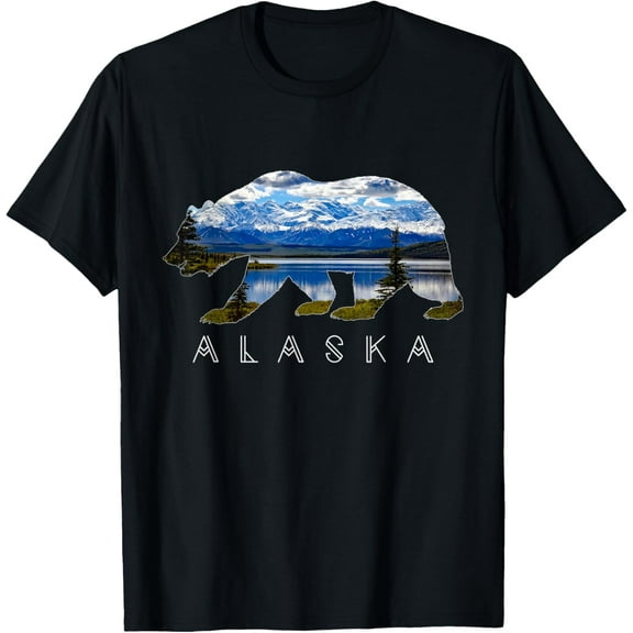 Alaskan Bear with Lake & Mountain Souvenir Mens T-Shirt