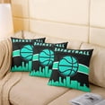 thumbnail image 4 of Set of 2 Teen Boys Basketball Throw Pillow Covers Sports Cushion Covers 18x18 Inch, Cityscape Pillow Covers Kids Youth Gaming Gamer Decorative Pillow Covers, Teal Black, Bedroom Decor, 4 of 6